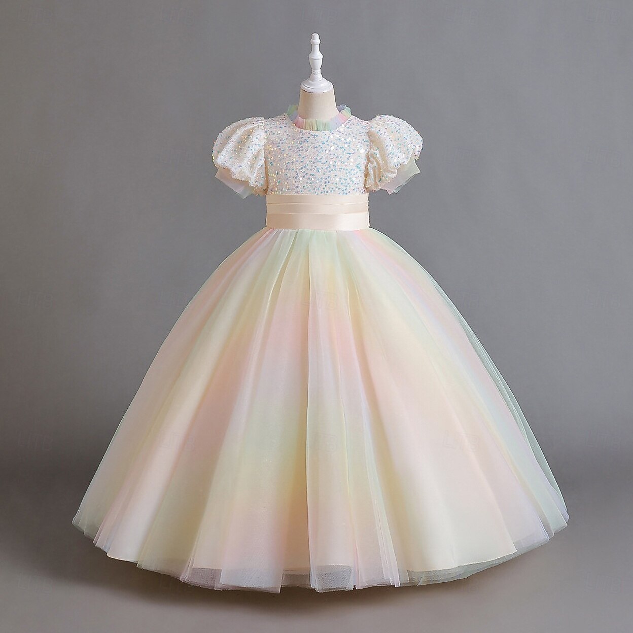 Niños Chica Vestido de Fiesta Color sólido Manga Corta Ocasión especial Princesa Poliéster Vestido de Fiesta Verano Primavera 2-12 años 4 años + Champaña Rosa Azul Piscina 2025 - $39.99 –P6