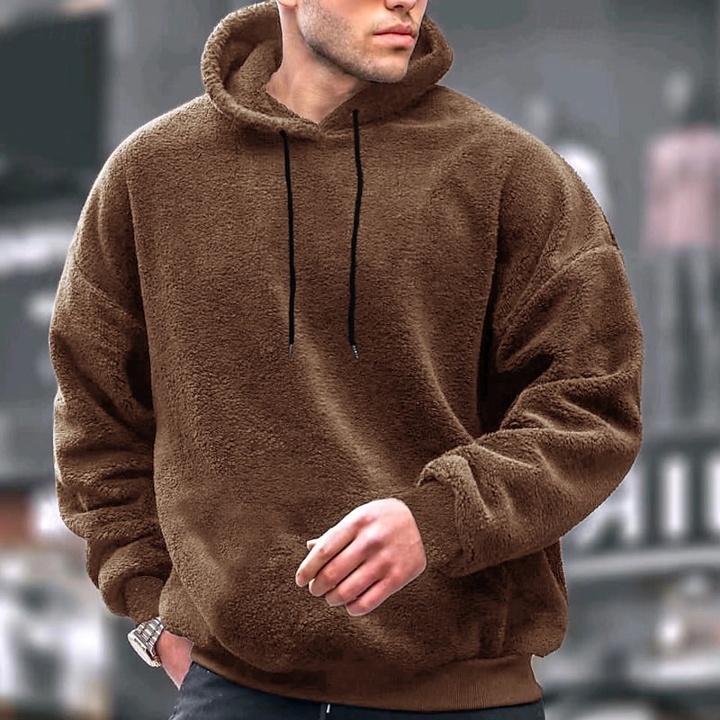 Per uomo Felpa con cappuccio Felpa con cappuccio in pile Nero Marrone Grigio Con cappuccio Liscio Tasche Sportivo Giornaliero Per eventi Streetwear Fantastico Informale Inverno Primavera & Autunno del 2025 a $28.99 –P2