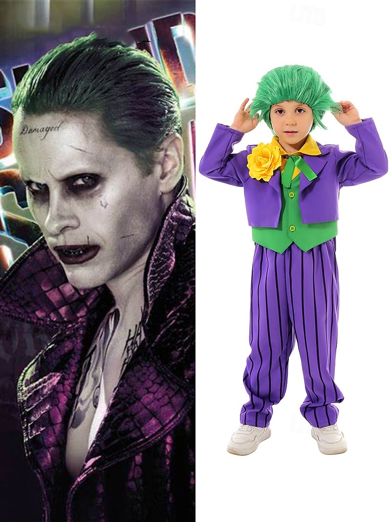 Sebevražedný oddíl Žolík Klaun Úbory Cosplay Paruky Dětské Chlapecké Cosplay kostým Večírek Karneval Plesová maškaráda Jednoduchý karnevalový kostým 2025 - $46.99 –P1