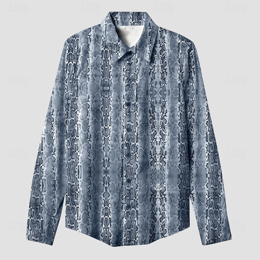 Men's Snake Print Shirt Aloha Shirt Long Sleeve Vintage Fashion Designer Outdoor Casual Daily Spring &  Fall Collar Button-Down Blue Green Gray 2025 - $25.99 –P5