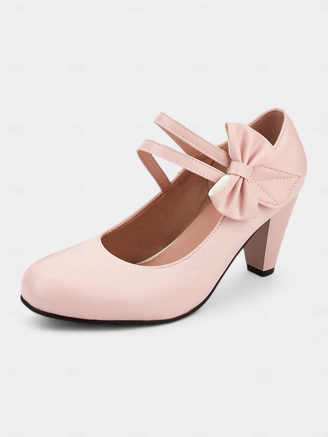 pantofi de damă cu bowknot roz cu toc mijlociu - pantofi de rochie drăguți în stil mary jane pentru petreceri, cosplay și ținute de inspirație vintage 2025 - $46.99 –P5