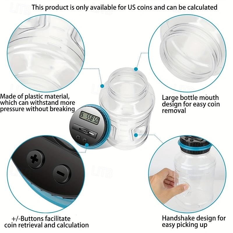 Alcancía digital para contar dinero con capacidad para 800 monedas, perfecta para niños, funciona con pilas (no incluidas), se adapta a todas las monedas de EE. UU. Regalo para Halloween, Acción de 2025 - $22.99 –P5