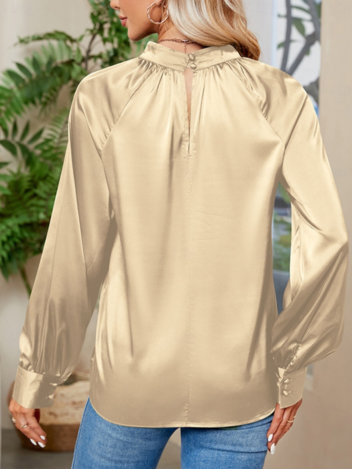 Per donna Camicia Elegant Elegante Raso/Satin Tinta unica Signore Elegante Manica Lunga Scollo a V Top Regolari Feste Lavoro Nodo attorcigliato Nero Bianco Verde Cachi Autunno Inverno del 2025 a $34.99 –P10