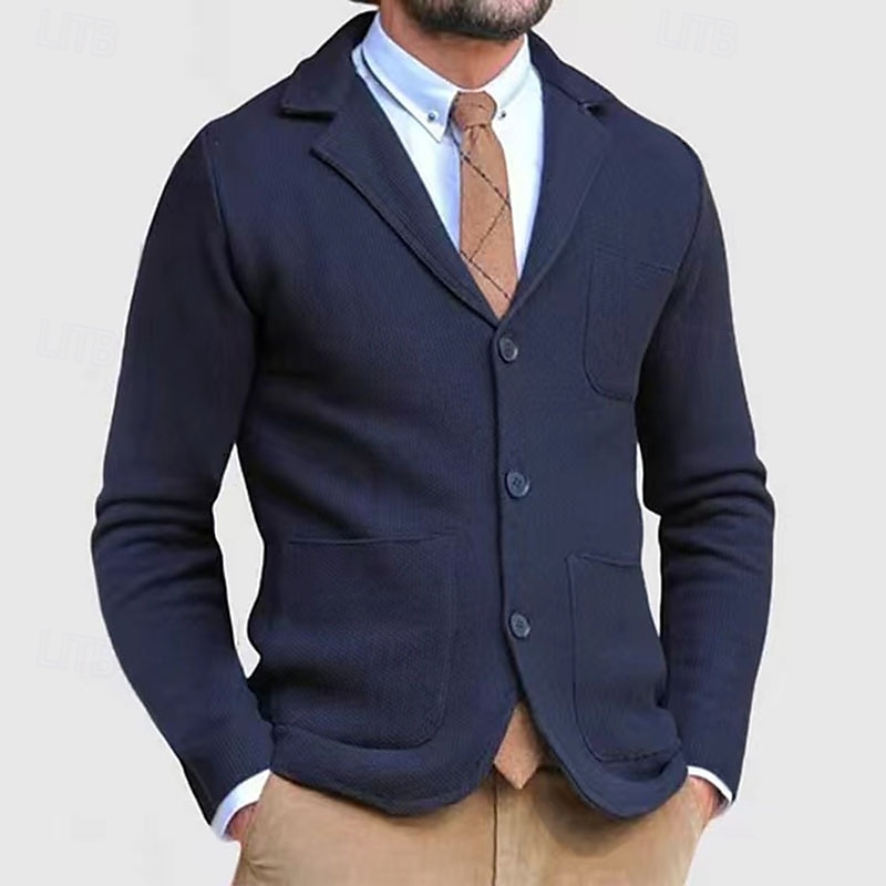 Herren Leichte Jacke Freizeitjacke Blazer Sakko Täglich Urlaub Weich Tasche Herbst Winter Glatt Modisch Klassisch Kargen Standard Schwarz Blau Khaki Hellgrau Armeegrün Jacken 2025 - $43.99 –P7