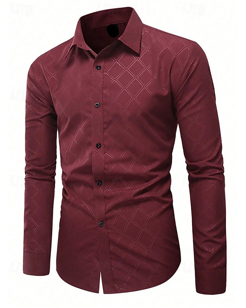 Per uomo Camicia Camicia elegante Camicia con Bottoni Plaid Matrimonio Feste Rosso Verde Grigio Manica Lunga Bavero Primavera & Autunno Abbigliamento del 2026 a $30.99 –P11