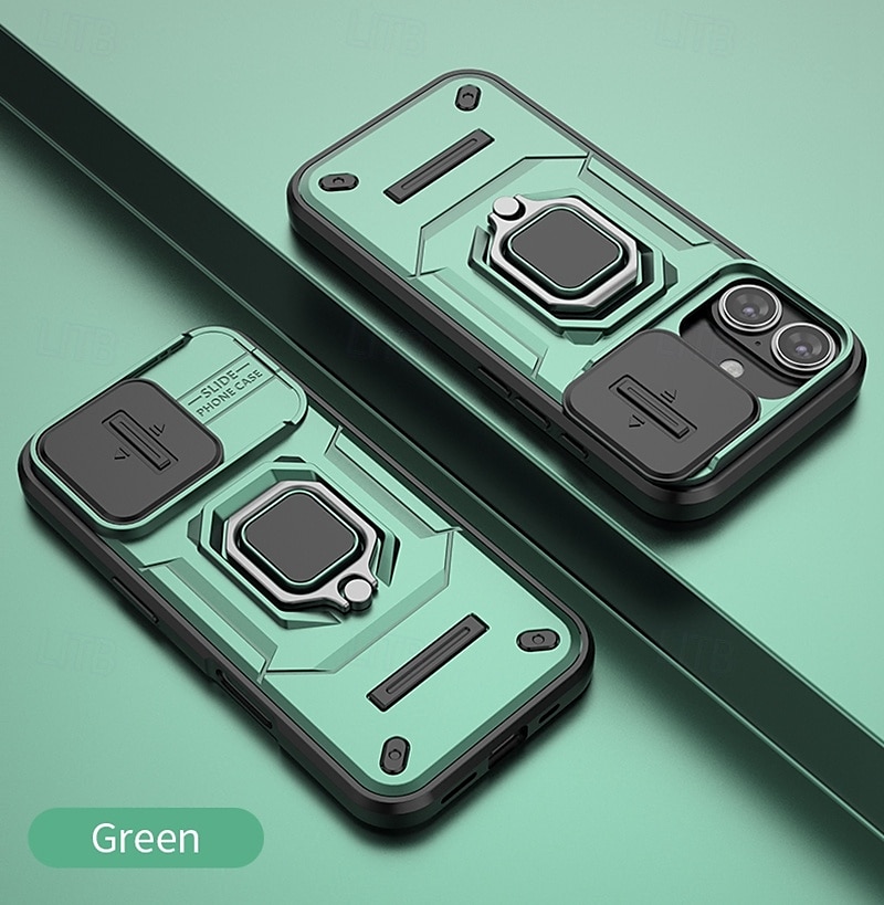 Phone Case For iPhone 16 Pro Max iPhone 15 Pro Max iPhone 14 Pro Max iPhone 13 Pro Max Back Cover Ring Holder Shockproof TPU PC Metal 2025 - $14.99 –P17