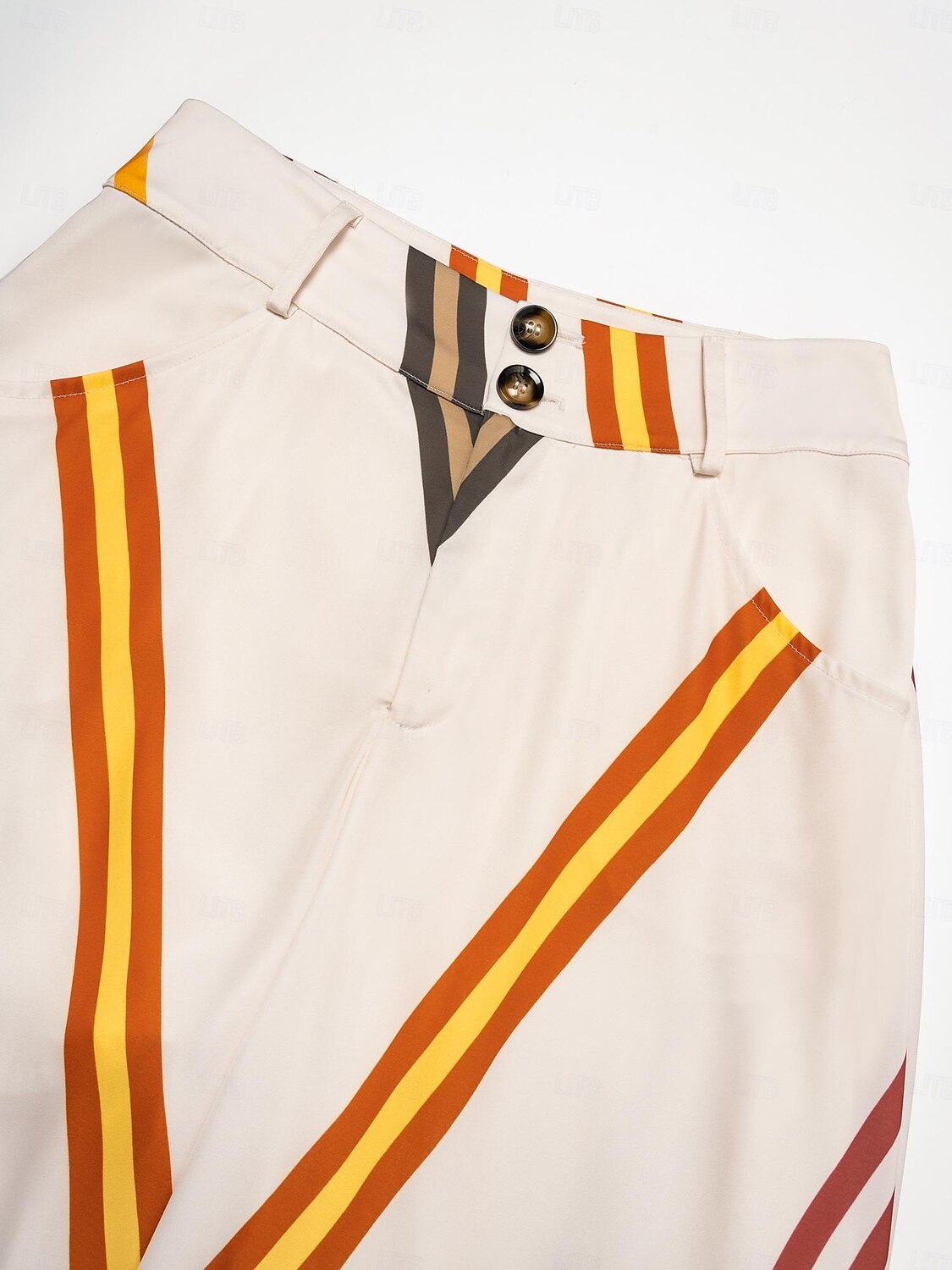 Satin Multi Color Stripe Wide Leg Casual Daily Pants 2025 - $59.99 –P9