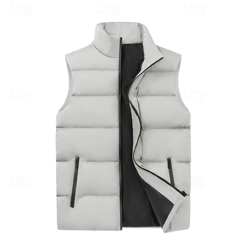 Per uomo Gilet imbottito Quotidiano Casual Autunno & Inverno Tasca con cerniera Poliestere Confortevole Semplice Cerniera Collo alla coreana Vestibilità regolare Nero Borgogna Cachi Blu scuro Gilet del 2025 a $20.99 –P7