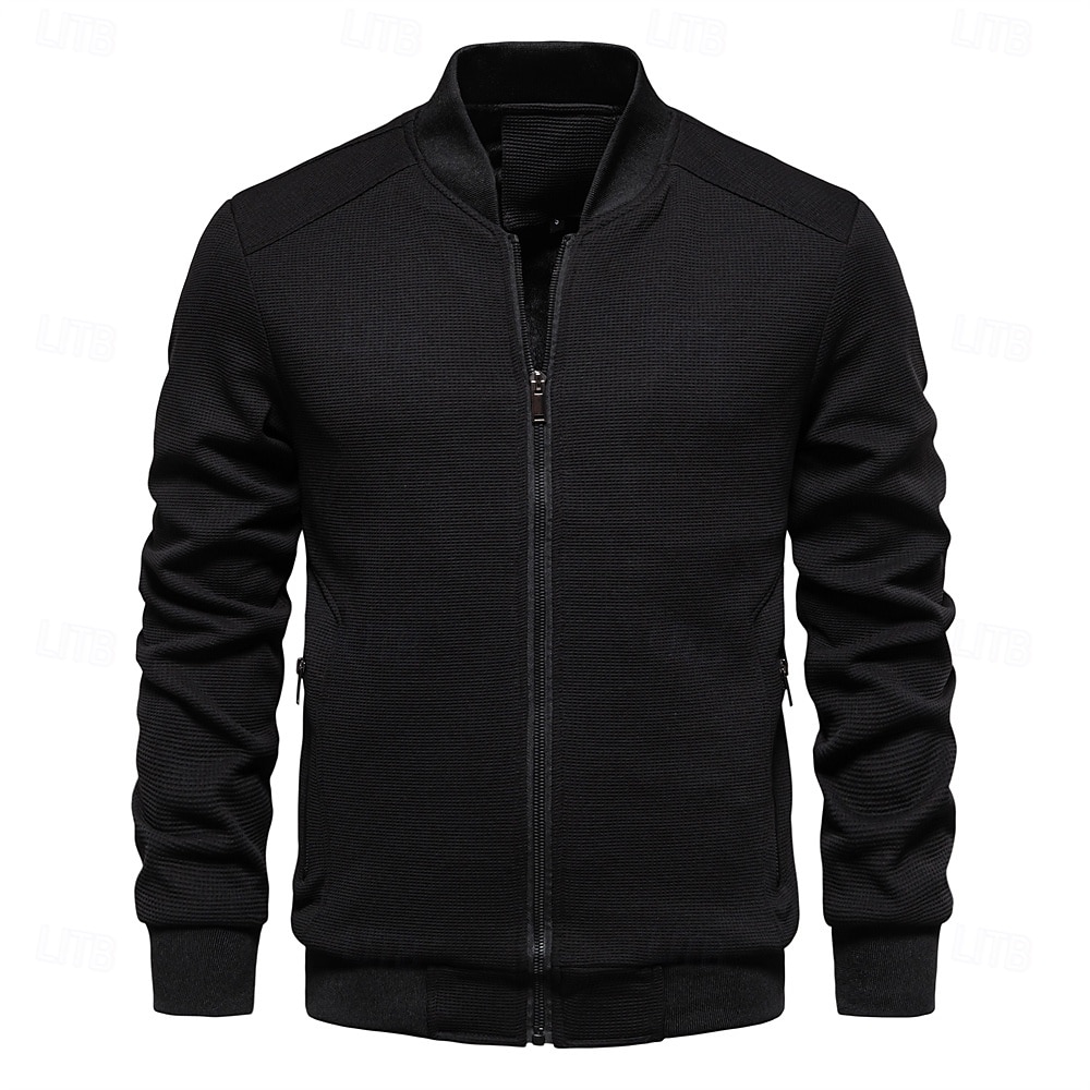 Hombre Chaqueta tipo gofre Chaqueta casual Casual Diario Sexy Primavera & Otoño Color sólido/liso Casual Cuello Mao Regular Albaricoque Negro Verde Claro Caqui Verde Ejército Chaquetas 2025 - $74.99 –P9