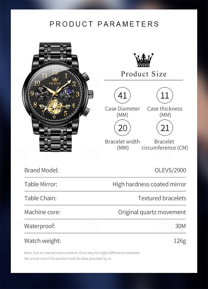 New Olevs Brand Trend Fashion Men'S Watches Luminous Chronograph Digital Scale Multifunction Waterproof Simple Quartz Watch Men'S Wristwatch 2025 - $32.99 –P7