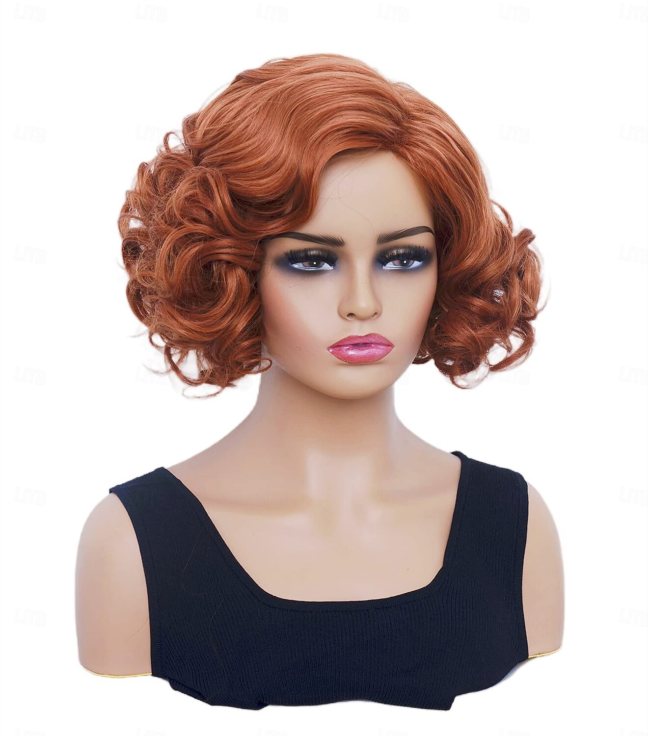Parrucca corta ondulata per donne capelli ricci parrucca sintetica naturale con divisione centrale parrucca piena adatta per cosplay carnevale uso quotidiano parrucche di Halloween del 2025 a $18.49 –P6