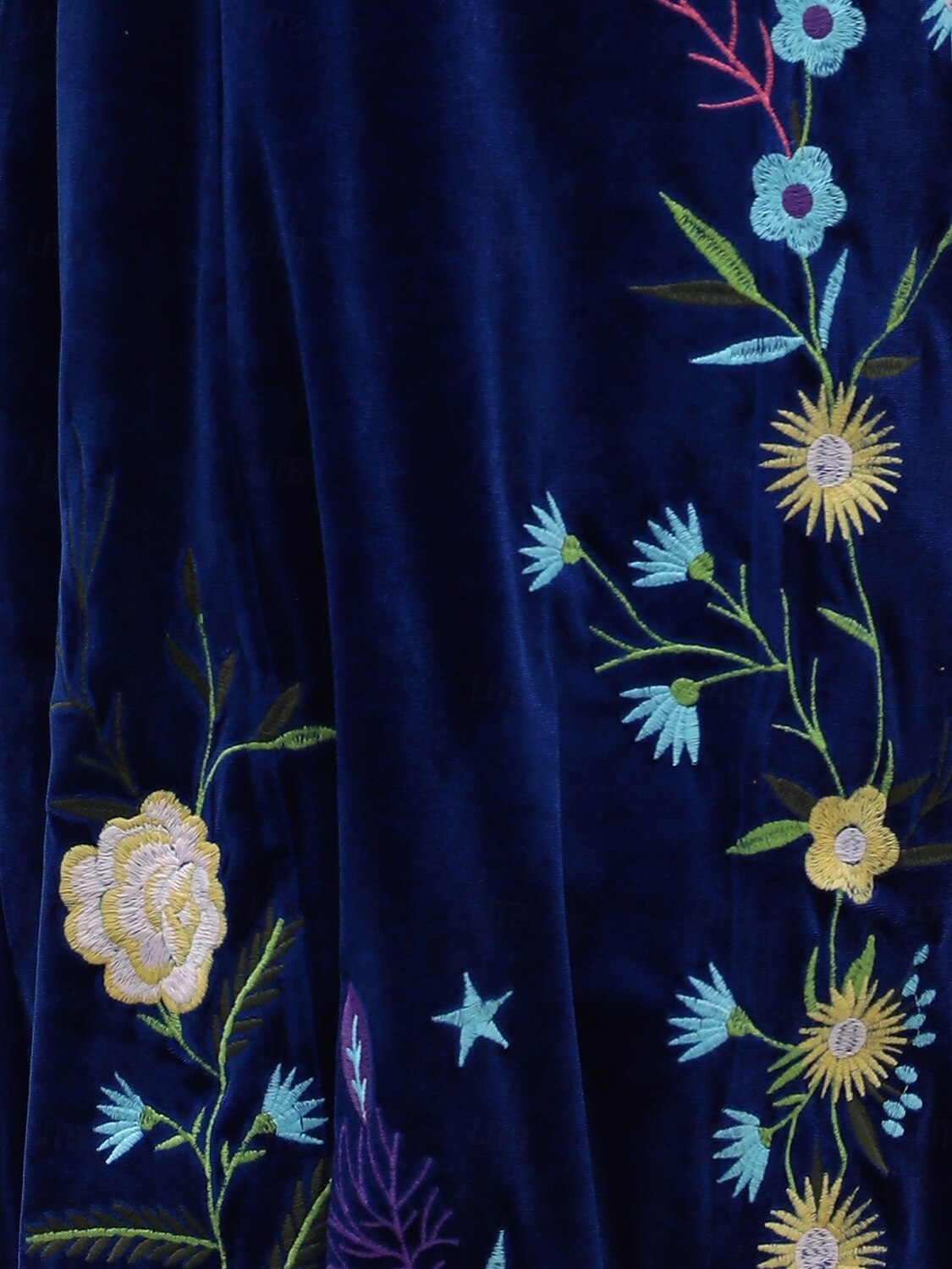 robe décontractée pour femme robe midi brodée avec manche saint valentin travail rendez-vous élégant basique col en V manches longues manche évêque couleur bleue de 2025 ? $36.99 –P7