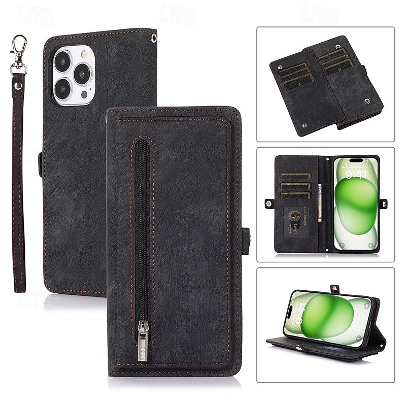 teléfono Funda Para iPhone 16 Pro Max Plus iPhone 15 Pro Max Plus iPhone 14 13 12 11 Pro Max Plus Funda Trasera con Soporte Magnética con cordón Retro TPU Cuero de PU 2025 - $21.99 –P2