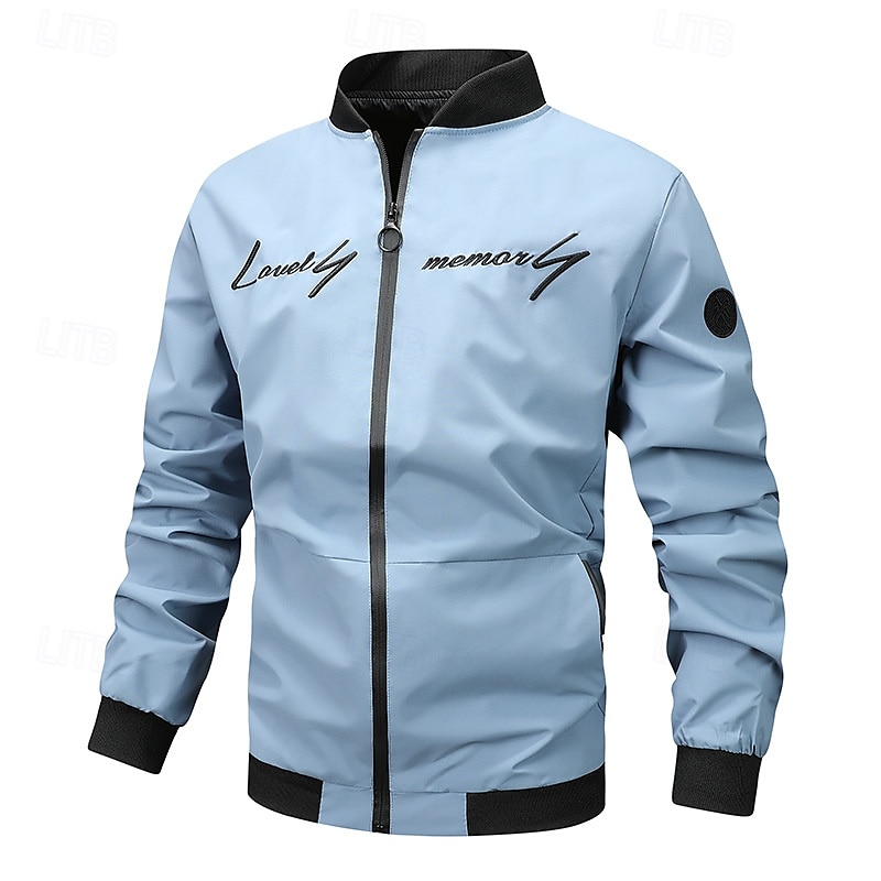 Men's Lightweight Jacket Outdoor Jacket Bomber Jacket Full Zip Spring &  Fall Active Black Navy Blue Dark Green Khaki Light Grey Jacket 2026 - $30.99 –P2