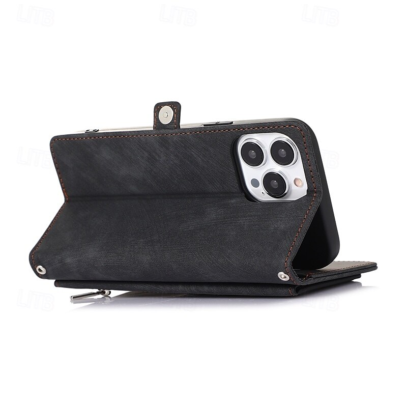 teléfono Funda Para iPhone 16 Pro Max Plus iPhone 15 Pro Max Plus iPhone 14 13 12 11 Pro Max Plus Funda Trasera con Soporte Magnética con cordón Retro TPU Cuero de PU 2025 - $21.99 –P4