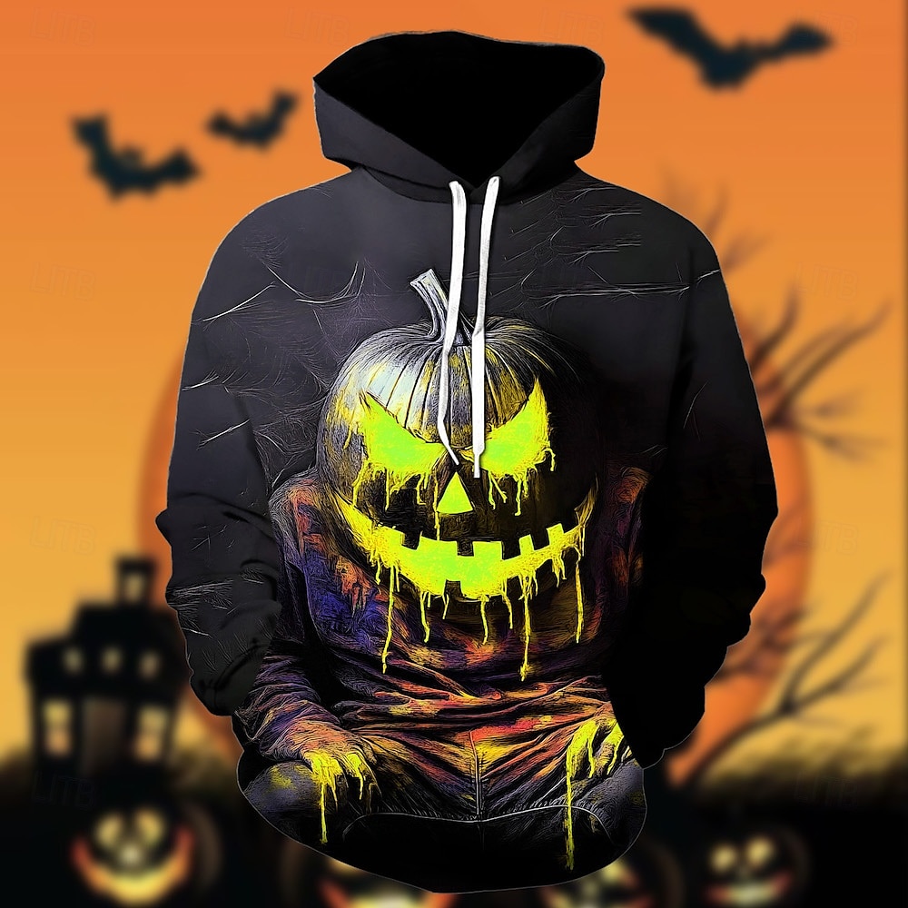 Víspera de Todos los Santos Calabaza Sudadera Pullover Víspera de Todos los Santos 3D Bolsillo delantero Gráfico Para Pareja Hombre Mujer Adulto Víspera de Todos los Santos Carnaval Mascarada 2025 - $29.99 –P2