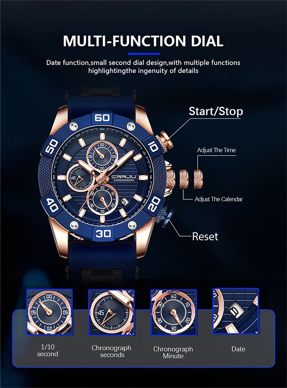 crrju herenhorloges topmerk luxe quartz siliconen band sport waterdichte klok met lichtgevend quartzhorloge 2025 - $38.99 –P4