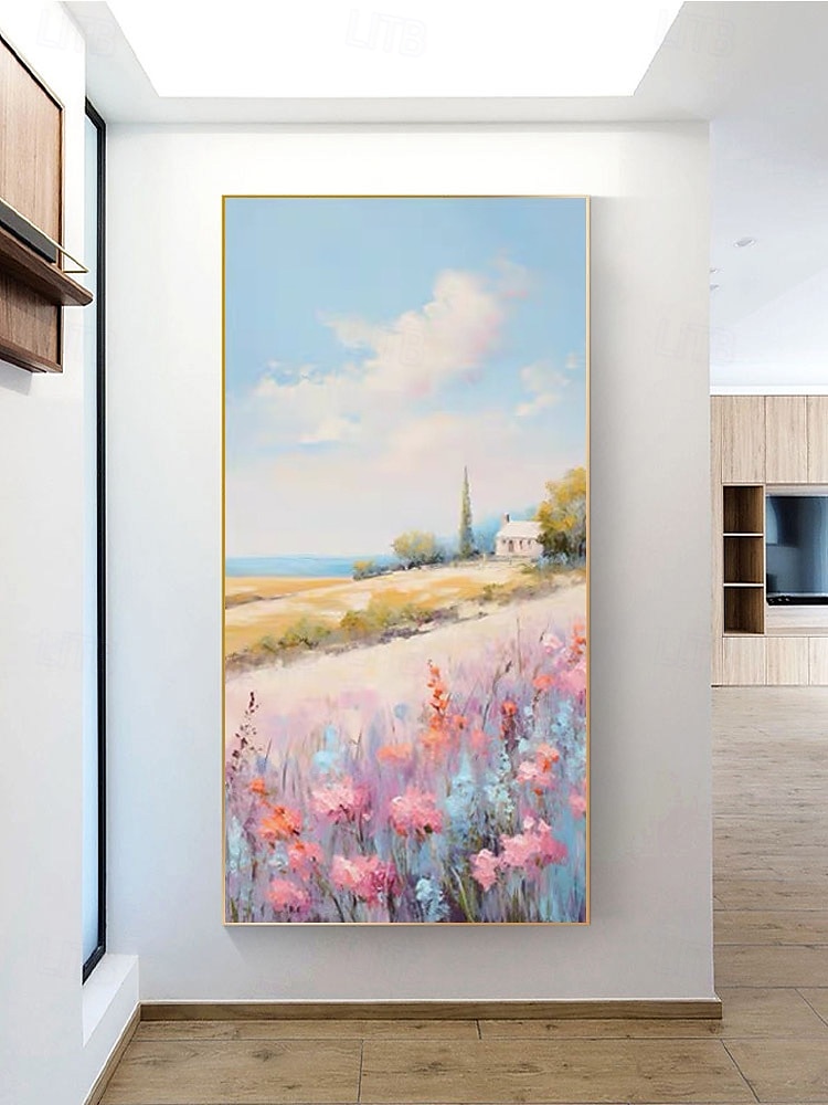 velké ručně malované olejomalba barvitý kytkou západ slunce záře krajina zídky umění horský obývák zeď domácí výzdoba no frame 2026 - $87.99 –P3