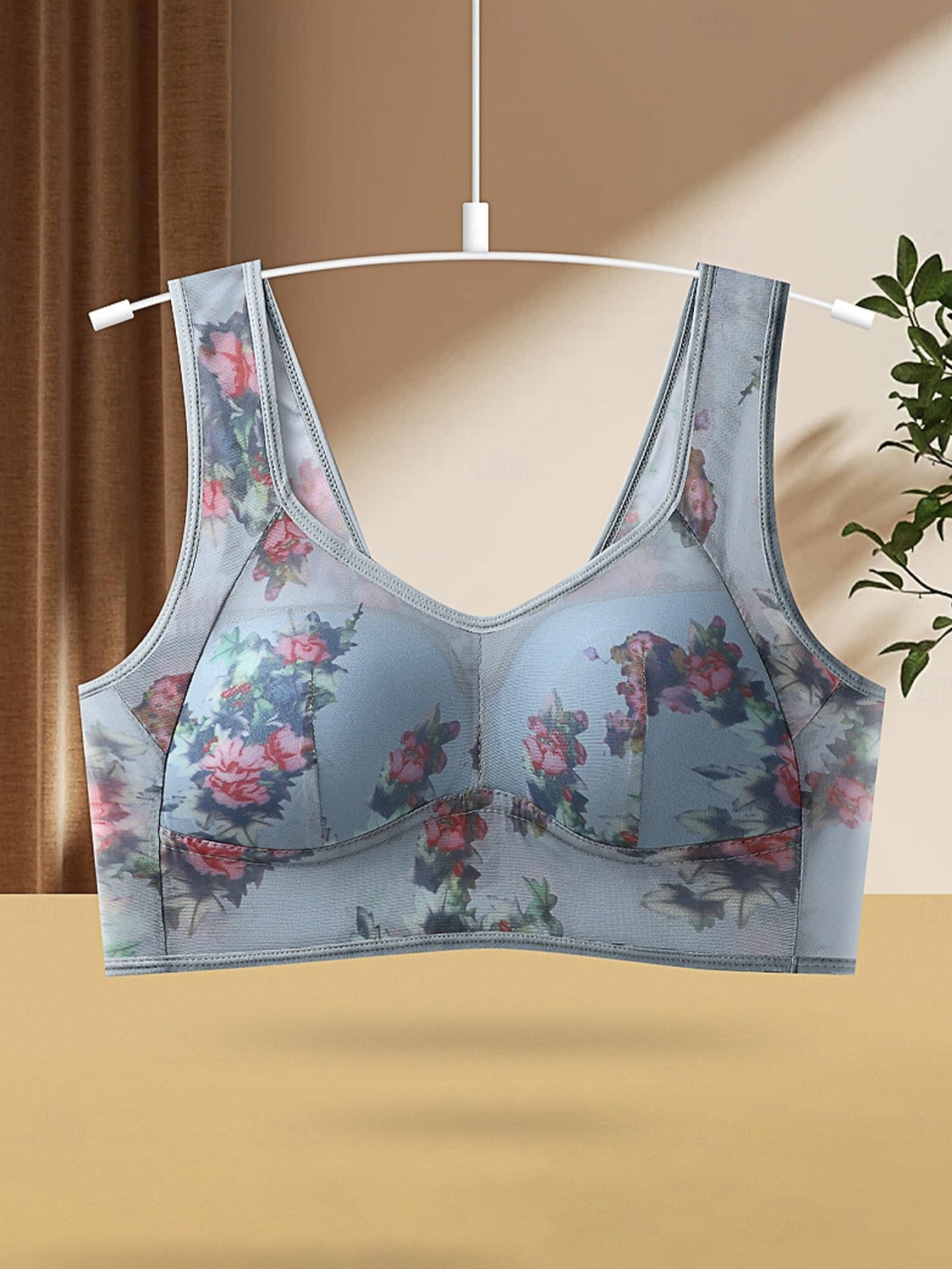 sutiã feminino de malha com estampa floral sutiã gráfico sem aro sem enchimento cobertura total sutiã moldado sólido para o dia a dia roupas para casa de 2025 por $14.99 –P5