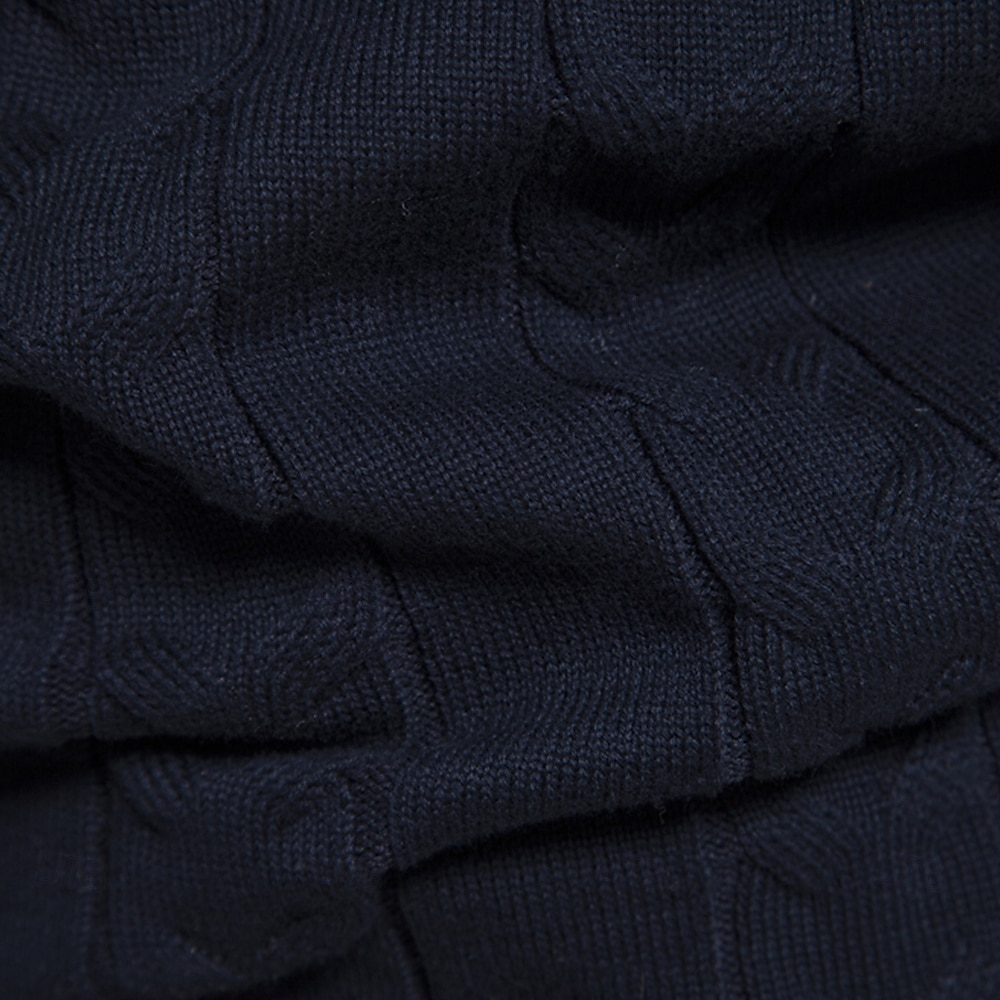 Men's Pullover Sweater Jumper Ribbed Knit Standing Collar Clothing Apparel Bishop Sleeve Spring & Fall White Navy Blue S M L 2025 - $30.99 –P8