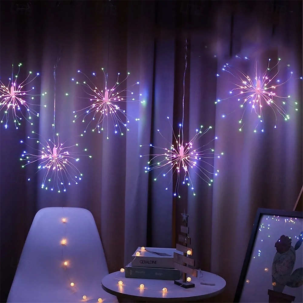 600 diod led wiszące fajerwerki 5 w 1 gwiazda łańcuch świetlny łączone zewnętrzne świąteczne girlandy do ogrodowego bistro wystrój imprezy 2025 - GBP £31 –P5