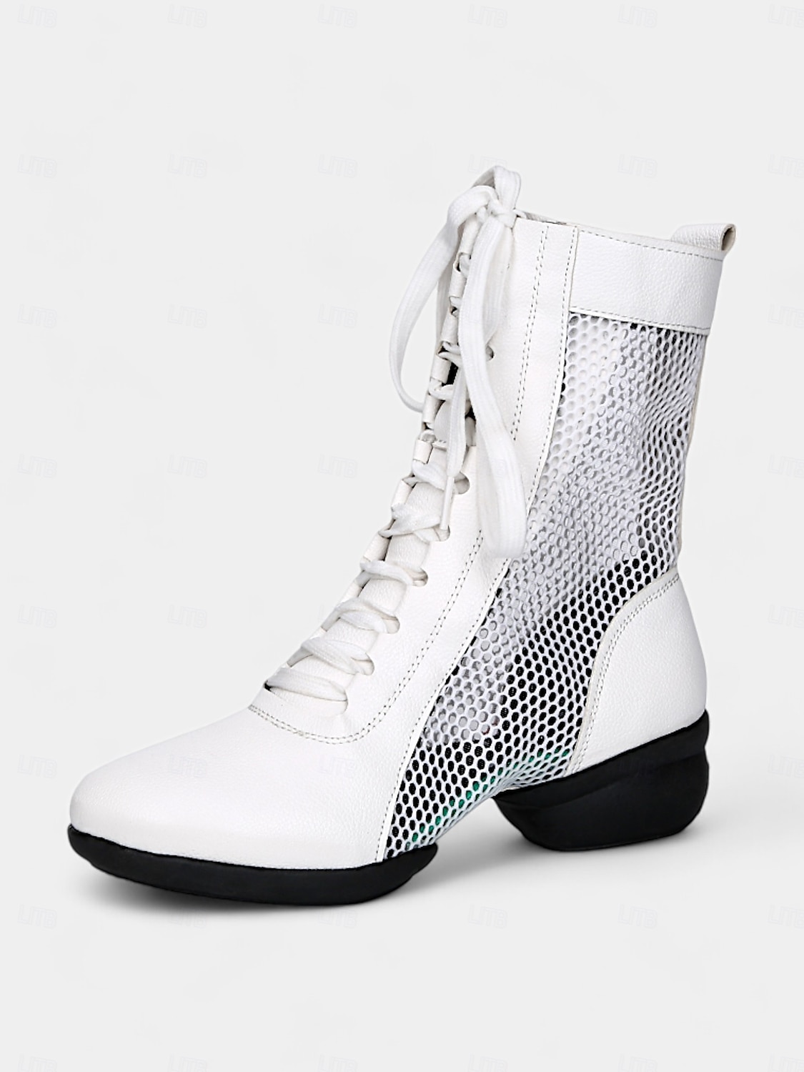Women's Red Lace-Up Dance Boots with Mesh Panels and Low Heel, Ideal for Jazz, Ballroom, and Latin Dance Performances 2025 - $42.99 –P7