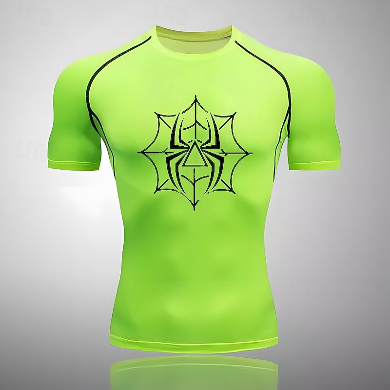 Муж. Компрессионная футболка Спортивная рубашка Фитнес-рубашка С короткими рукавами Футболка Футболка Повседневные Одежда для спорта и отдыха Лето Пауки Быстровысыхающий Мягкий Дышащий 2026 - $15.49 –P10