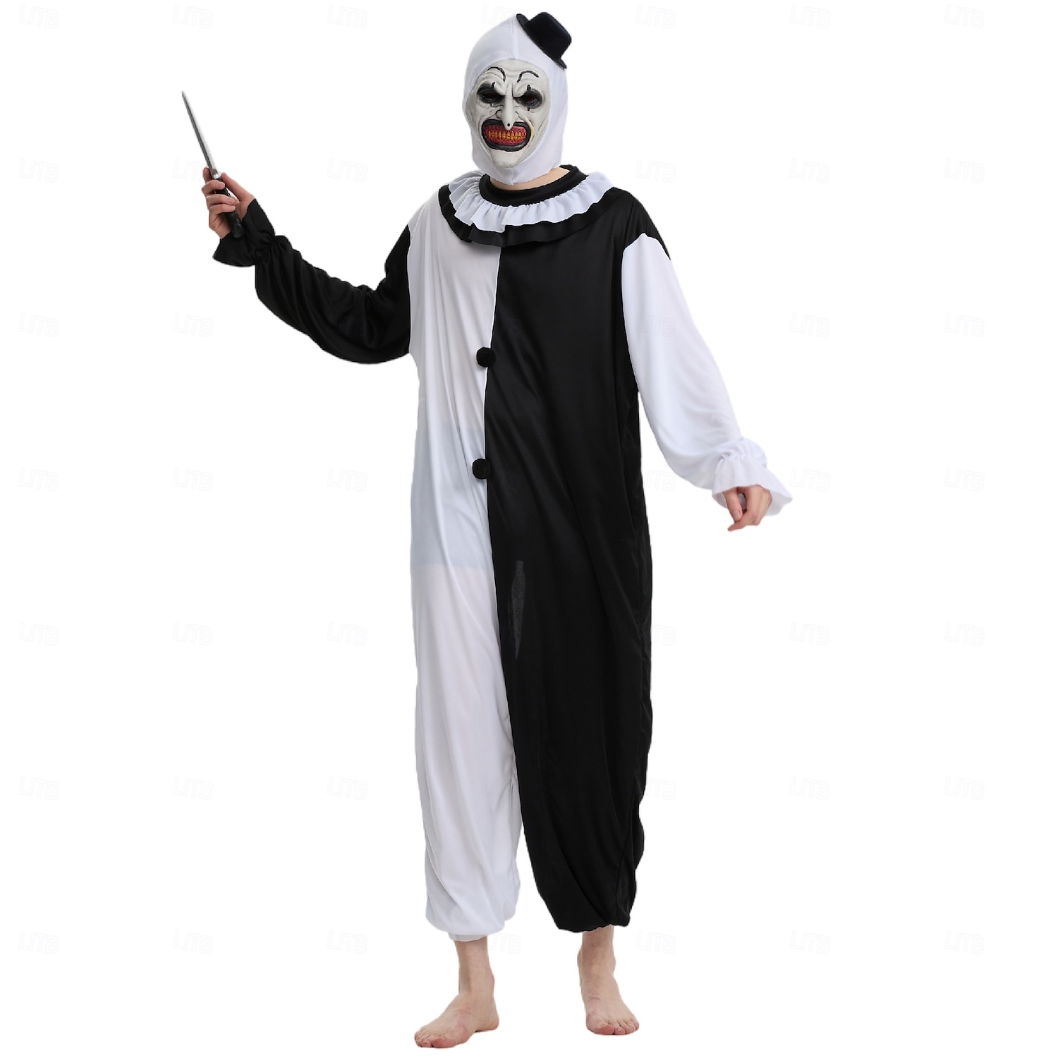 Terrifier Clown Killer Clown Mask Jumpsuit Full Head Kid's Adults' Men's Boys Scary Costume Halloween Carnival Easy Carnival Costume 2025 - $47.31 –P1