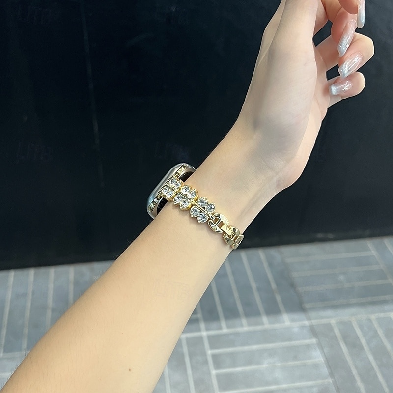 Pulseira de joias Compatível com Pulseira Apple Watch 38mm 40mm 41mm 42mm 44mm 45mm 49mm Bling Diamond Ajustável Respirável Lega pulseira de substituição para iwatch Ultra 2 Series 9 8 7 SE 6 5 4 3 2 de 2025 por $16.99 –P20