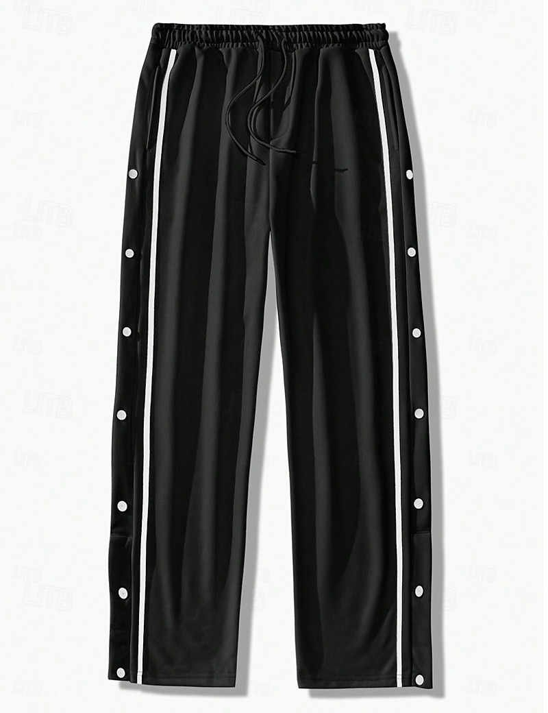 Herren Hosen abreißen Hose Hosen Jogginghose mit geradem Bein Tasche Kordelzug Elastische Taille Glatt Komfort Atmungsaktiv Outdoor Täglich Ausgehen Modisch Brautkleider schlicht Schwarz Weiß 2025 - $25.99 –P2
