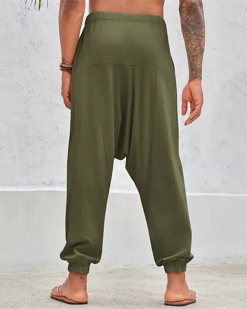 Herren Baumwollhosen Hose Hosen Sommerhosen Strandhose Haremshose Tasche Kordelzug Elastische Taille Glatt Komfort Atmungsaktiv Täglich Festtage Urlaub Hawaiianisch Boho Armeegrün Weiß 2025 - $27.99 –P8