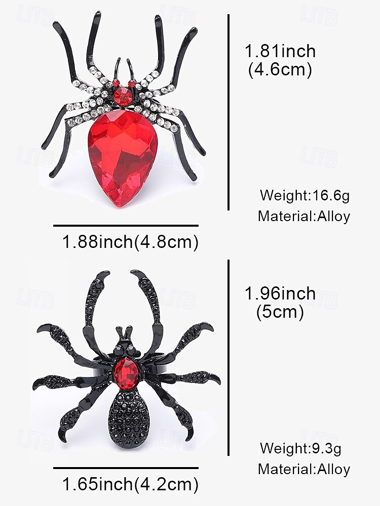 Halloween Spider Ring with Red Gemstone – Gothic Adjustable Statement Jewelry for Women's Costume Parties and Events 2025 - $7.99 –P6
