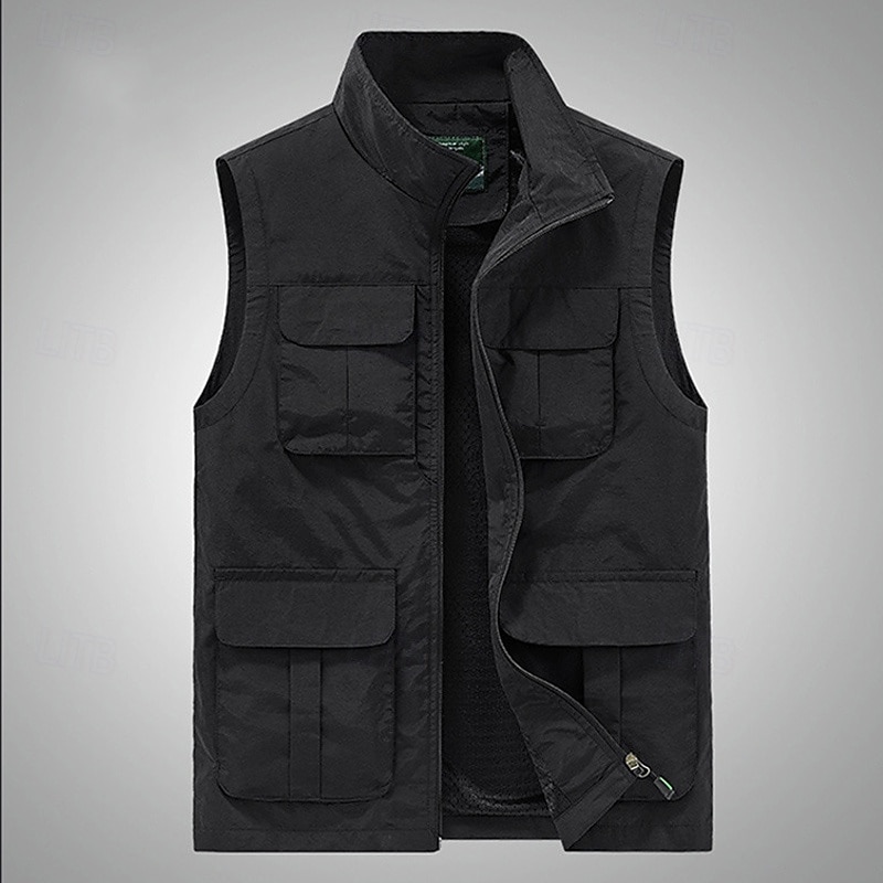 Herren Weste Angelweste Weste für Wanderer Täglich Verabredung Urlaub Modisch Brautkleider schlicht Frühling Sommer Gitter Tasche Polyester Atmungsaktiv Komfortabel Glatt Reisverschluss Ständer 2025 - $38.99 –P6