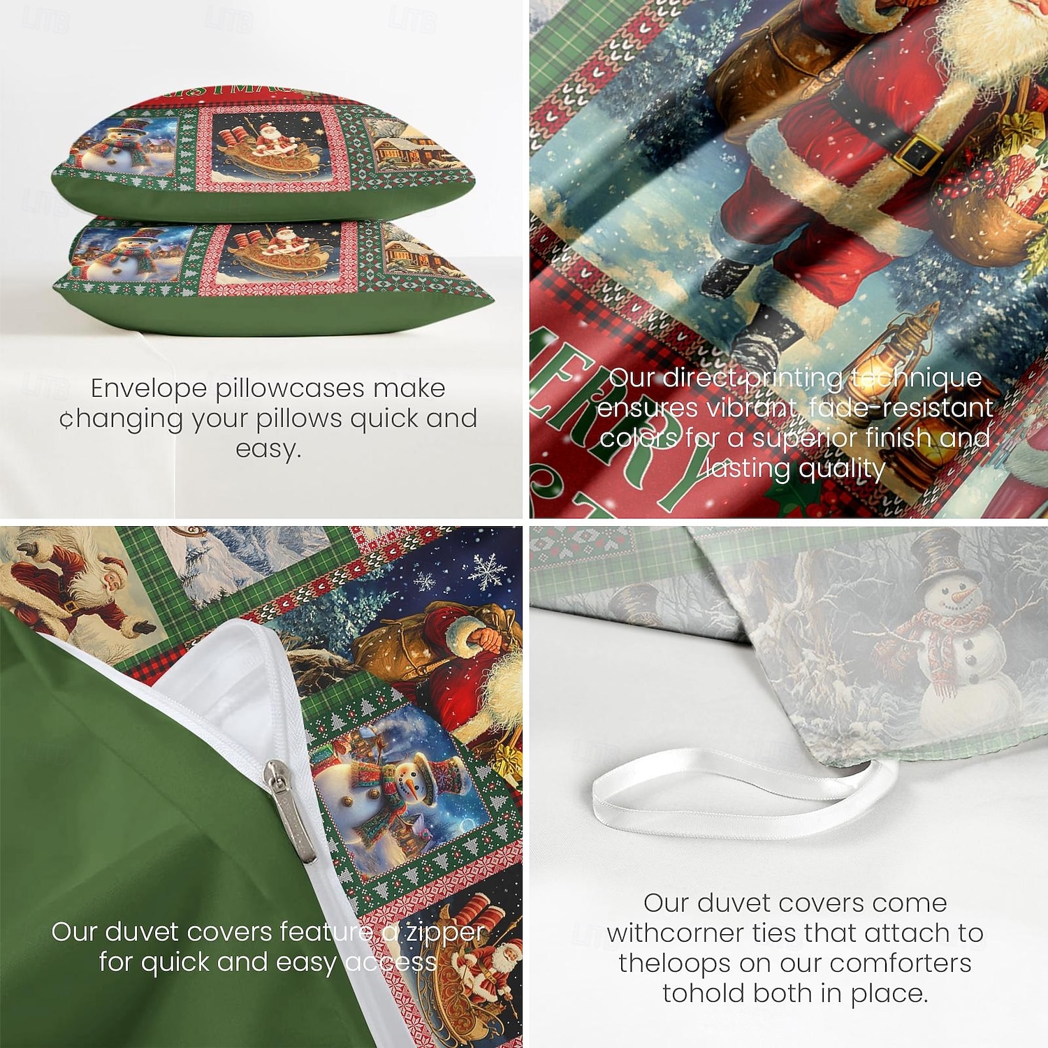 Kerst dekbedovertrekset feestelijke vakantie kerst dekbedset compleet inclusief dekbedovertrek en kussenslopen perfect om seizoensgebonden vrolijkheid en comfort toe te voegen aan uw slaapkamerinrichting 2025 - $71.99 –P7