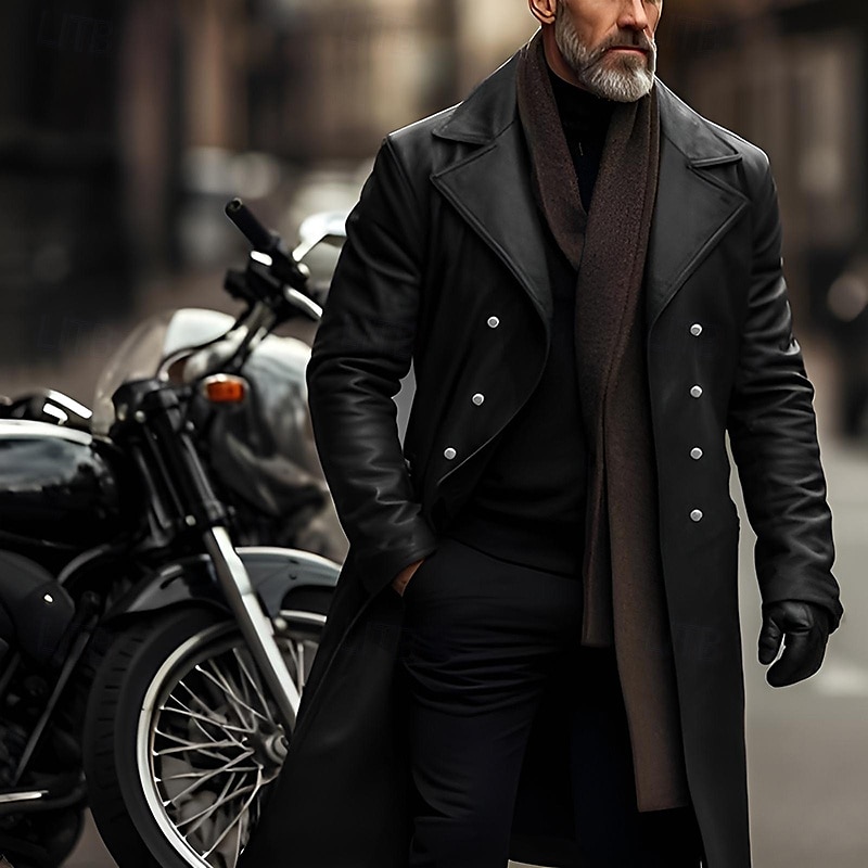 Per uomo Giacca in Ecopelle Giacca di transizione Giacca da Biker Giacca in pelle rossa Vacanza Quotidiano Antivento Caldo Tasca Autunno & Inverno Semplice Moda Classico Bavero Lungo Finta pelle Nero del 2026 a $71.99 –P1