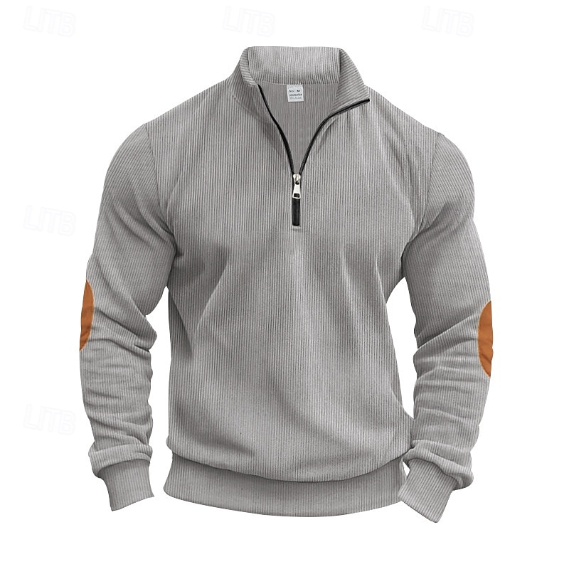 Homme Sweat-shirt Sweat-shirt quart de fermeture éclair Abricot Noir Vert Véronèse bleu marine Gris Demi-zip Bloc de Couleur Patchwork A côtes Texturé Sport & Loisir Quotidien Fête Polyester Velours de 2025 ? $23.99 –P14