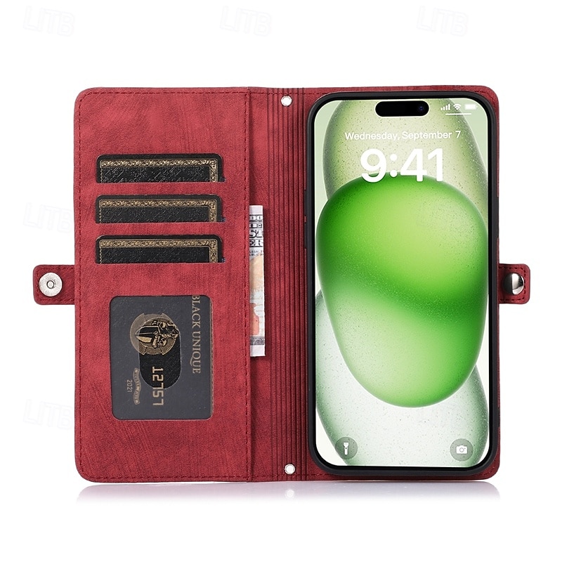 teléfono Funda Para iPhone 16 Pro Max Plus iPhone 15 Pro Max Plus iPhone 14 13 12 11 Pro Max Plus Funda Trasera con Soporte Magnética con cordón Retro TPU Cuero de PU 2025 - $21.99 –P1