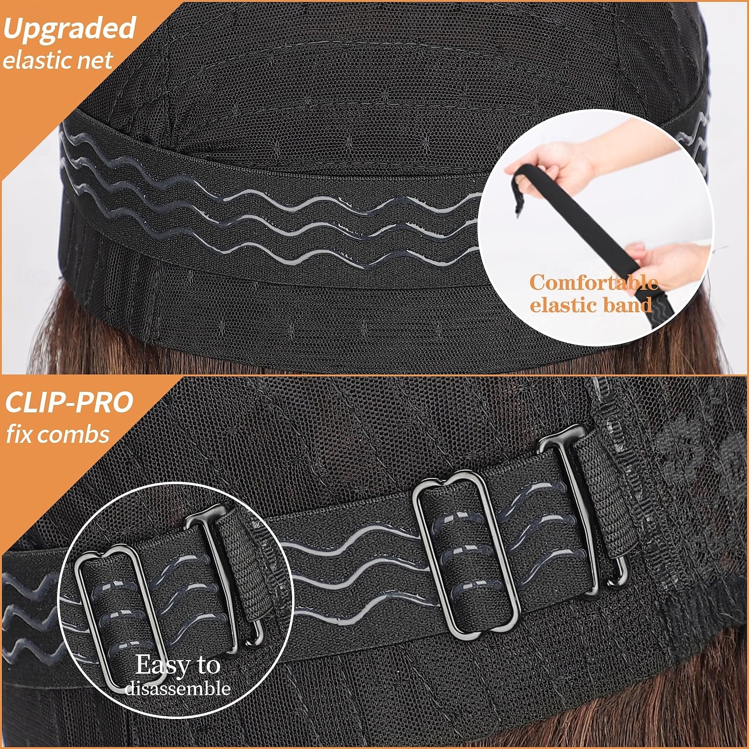 parrucca lunga castana ondulata con mèches, parte centrale, parrucche ricce, parrucche in pizzo con attaccatura dei capelli per donna, parrucche sintetiche resistenti al calore, castane ombré per uso del 2025 a $24.99 –P6