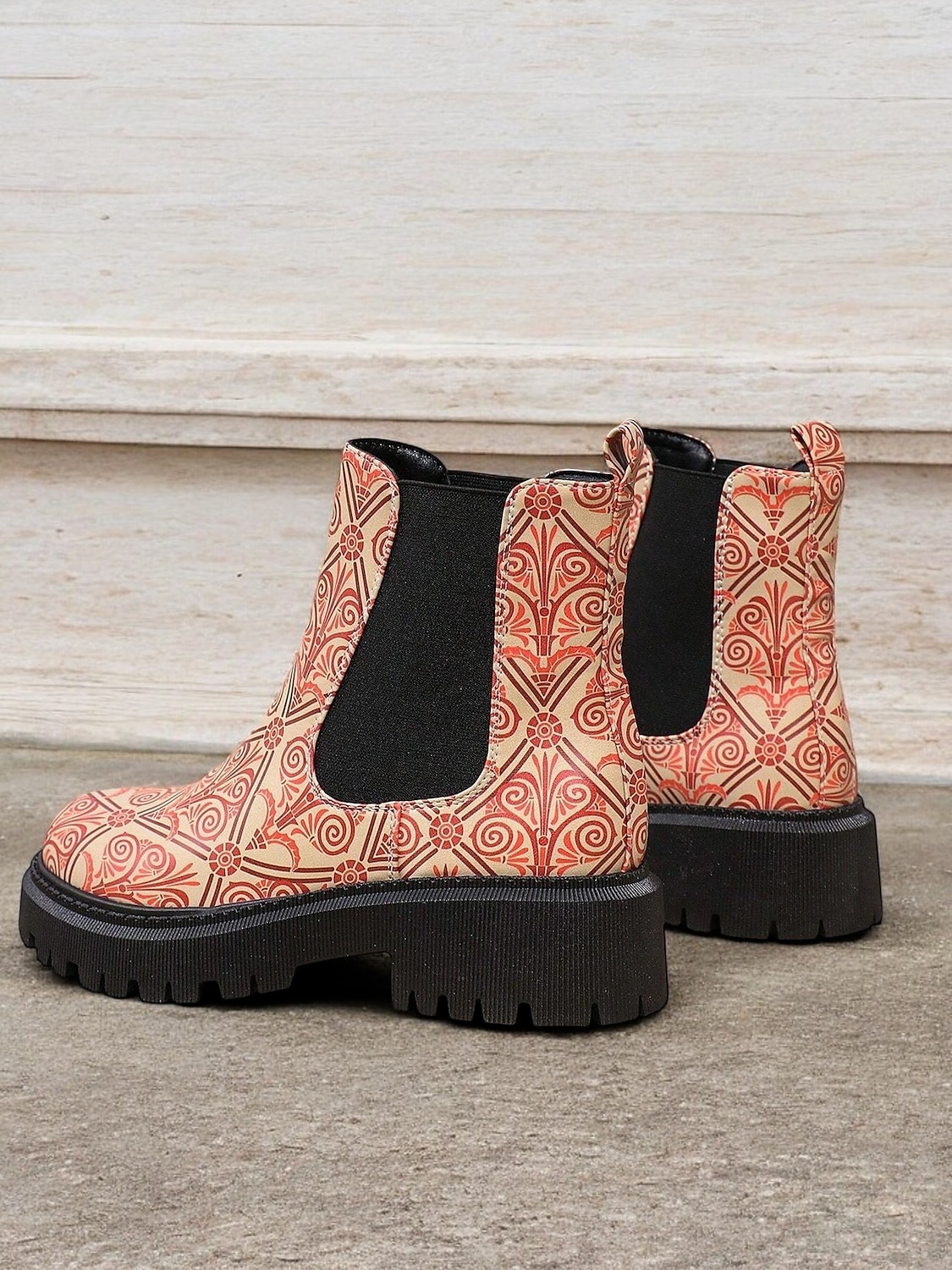 mehrfarbige Chelsea-Stiefel im Patchwork-Stil für Damen – moderne dicke Sohle mit elastischen Seiteneinsätzen für Retro- und Casual-Styling 2025 - $46.99 –P4