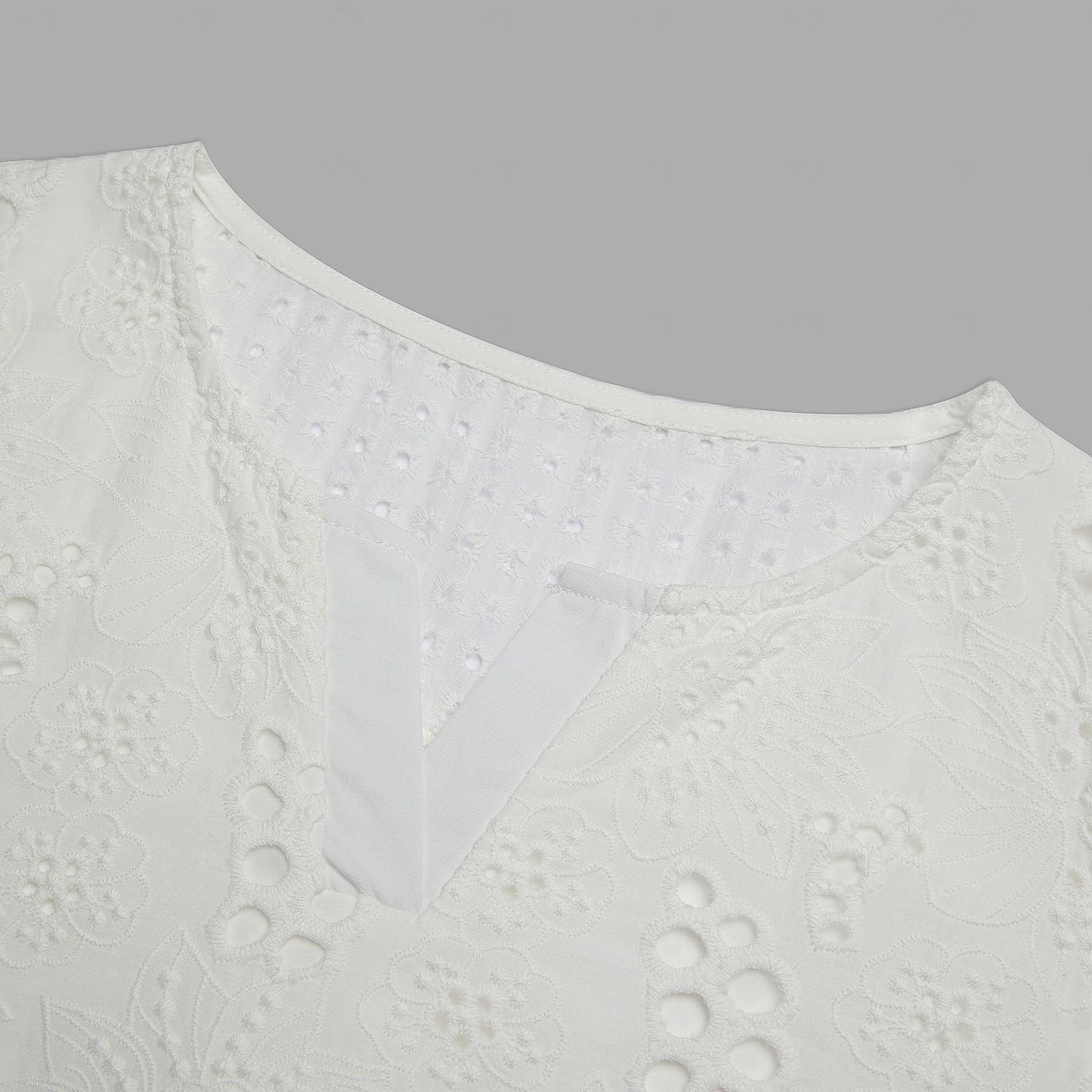 Women's Shirt Blouse Dressy Tops Solid Color Plain Stylish Basic Long Sleeve Notched Neck Regular Tops Daily Embroidered Eyelet Black White Orange Summer Spring Fall 2025 - $23.99 –P3