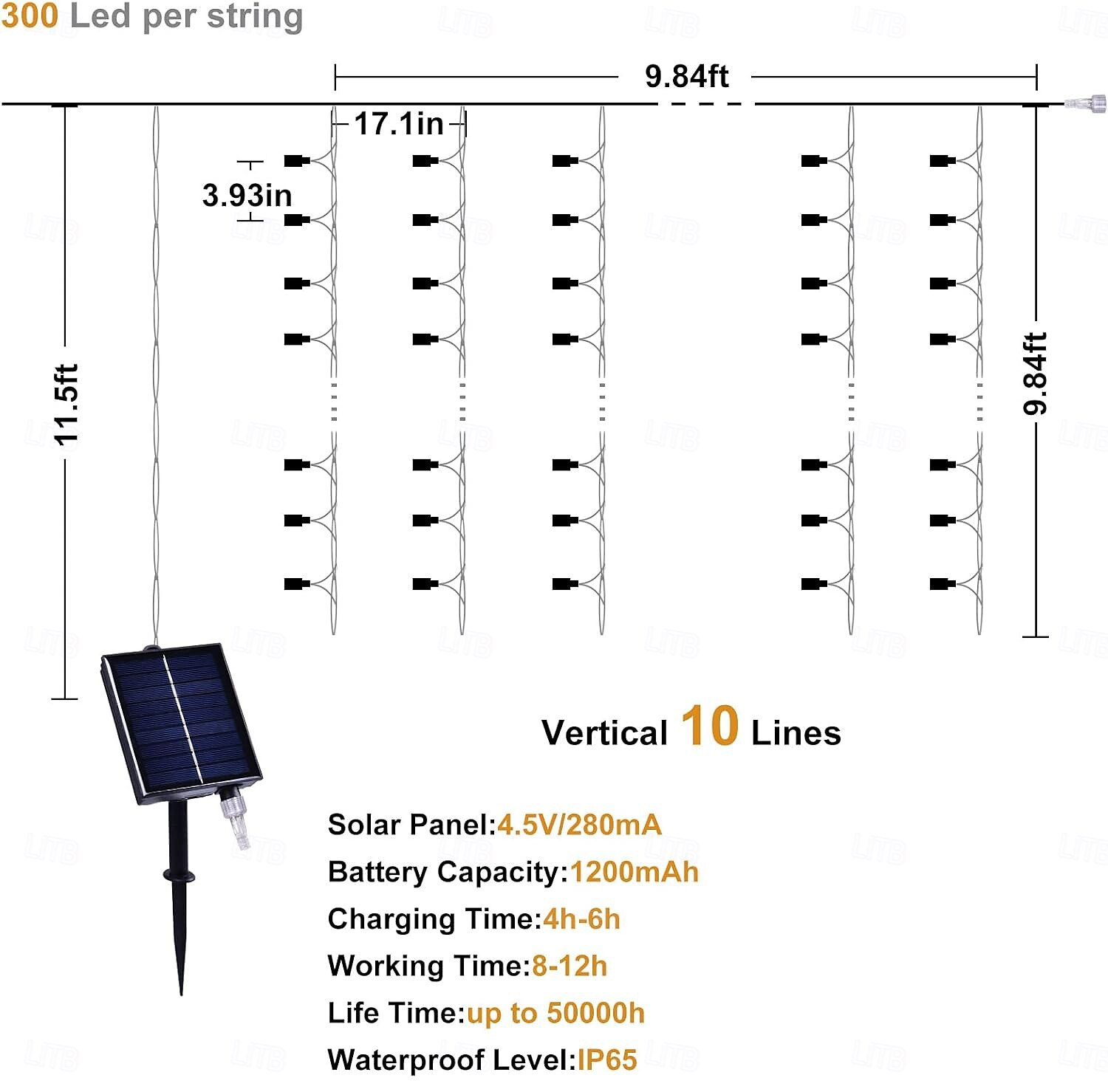 zonne-energie gordijnverlichting buiten afstandsbediening 8 standen verlichting lichtsnoer 3x3m 300leds ip65 waterdicht lichtsnoer kerstfeest bruiloft huis tuin muur woonkamer slaapkamer decoratie 2025 - $34.99 –P1
