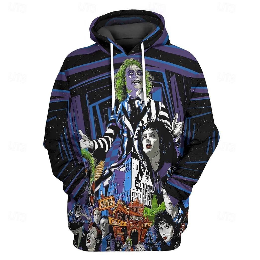 Beetlejuice 2 Hoodie Cartoon Manga Print 3D Character Front Pocket Graphic Street Style For Couple's Men's Women's Adults' Back To School 3D Print Party Casual Daily 2025 - $27.99 –P1