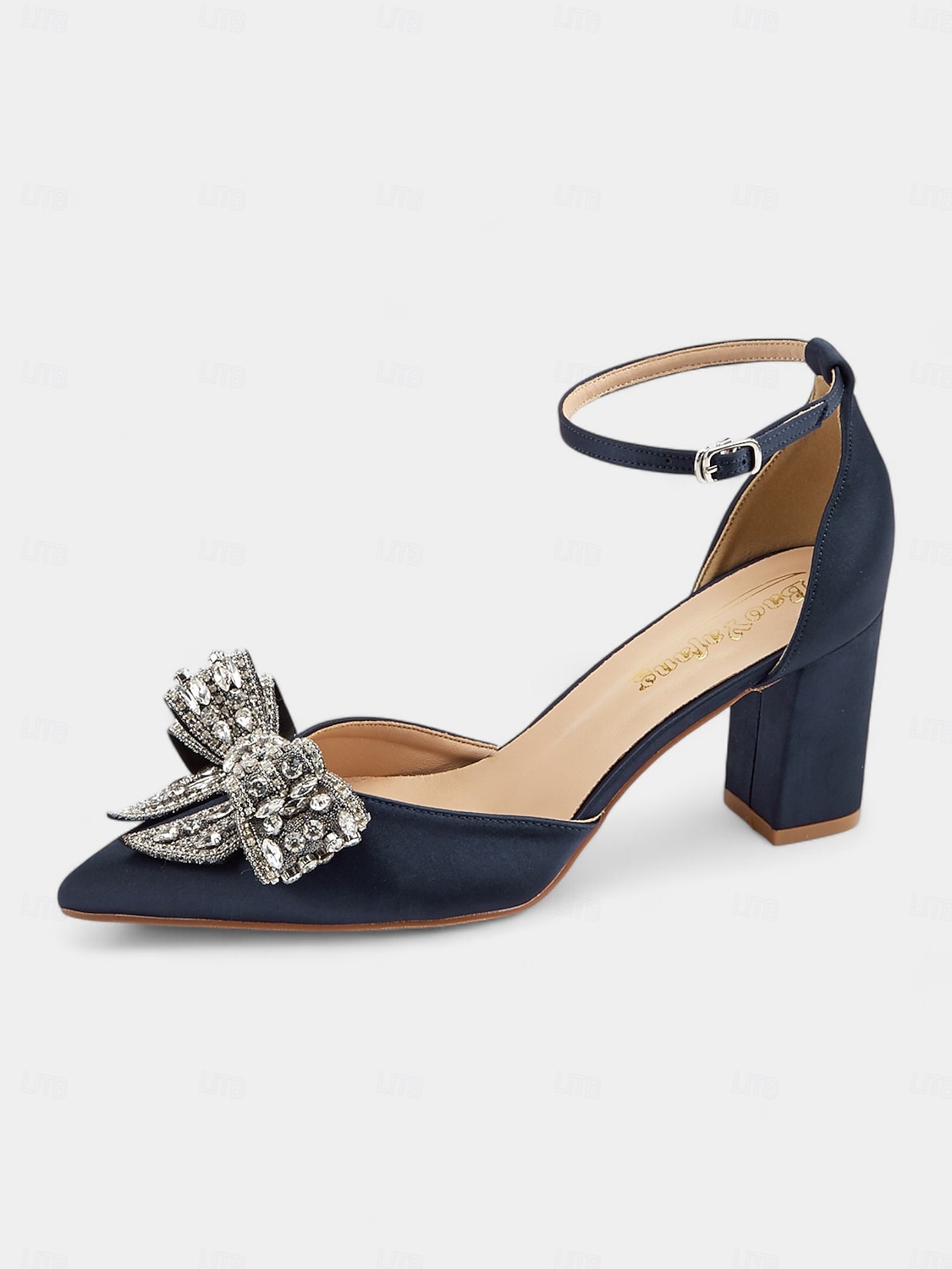 Damen Pumps aus Satin mit Blockabsatz und Strass-Schleife – elegante formelle Pumps für Hochzeiten und besondere Anlässe 2025 - $59.99 –P6