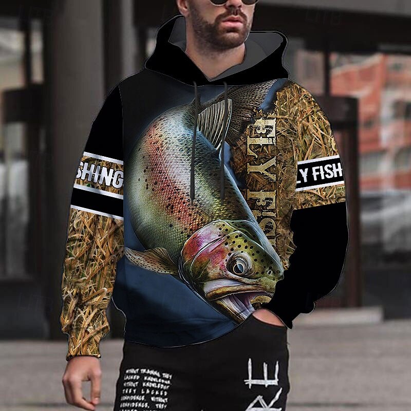 Homme Graphic Poissons Sweat à capuche Sweats à Capuche Sweat-shirt Sweat à capuche manche longue Sweat à capuche Capuche Vêtement de rue 3D effet Sport & Loisir du quotidien Noir Bleu Roi Imprimer de 2025 ? $31.99 –P5
