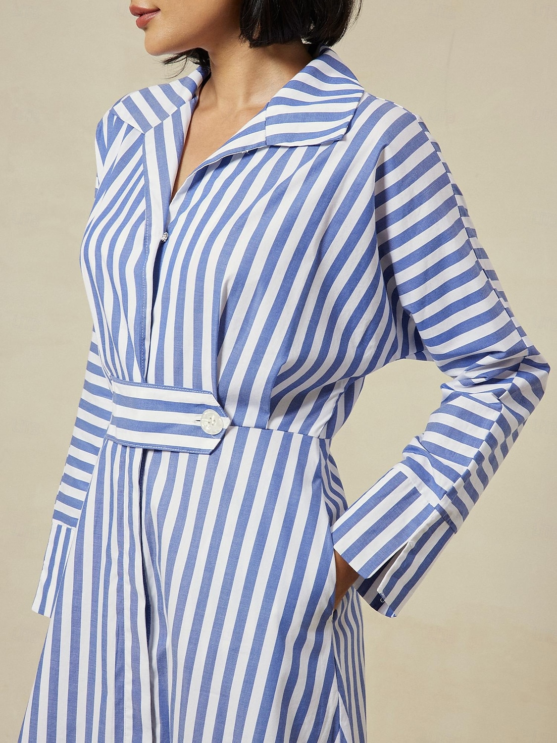 Cotton Stripe Button Up Maxi Shirt Dress 2025 - $73.99 –P2