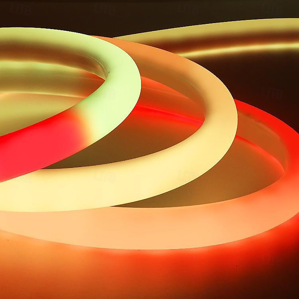 White Silicone Neon LED Light Strip, 16MM 360° Circular, RGB Flexible Dreamy Color Rope Light with 17-Key IR Controller, USB DC5V for Bedroom Indoor/Outdoor Decoration WS2811 2025 - $22.99 –P12