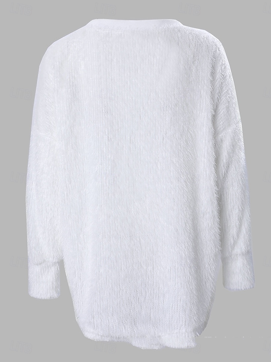 dámská halenka pulovr fuzzy oversized výstřih do V ležérní teplý měkký útulný šik podzim zima pohodlné 2025 - $29.99 –P10