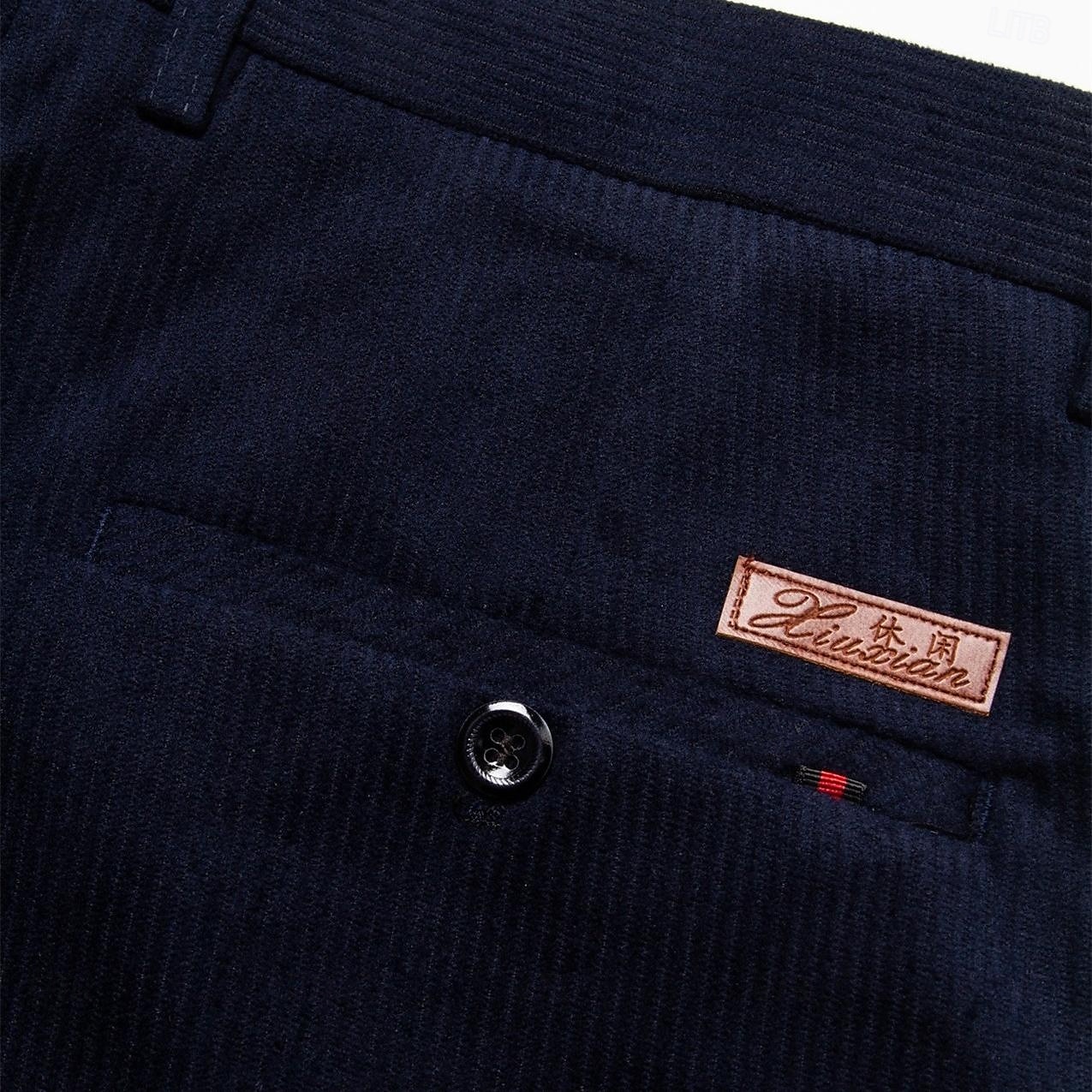 Men's Dress Pants Corduroy Pants Winter Pants Trousers Slacks Pocket Plain Comfort Breathable Outdoor Daily Going out Fashion Casual Black Navy Blue 2025 - $25.99 –P6