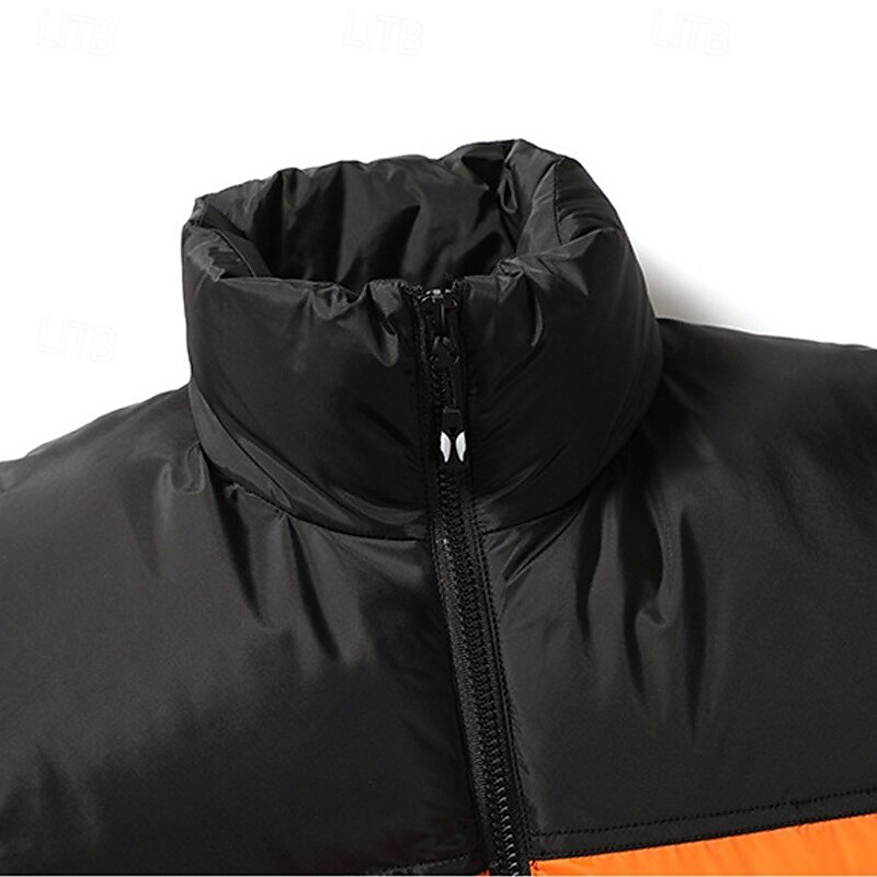 Pánské Péřová vesta Puffer Vesta Kamizelka Vesta Denní Rande Dovolená Módní Na běžné nošení Podzim zima Slátanina Kapsy Polyester Zahřívací Pohodlné Barevné bloky Zip Stojáček Běžný Černá Vodní modr 2025 - $42.99 –P2
