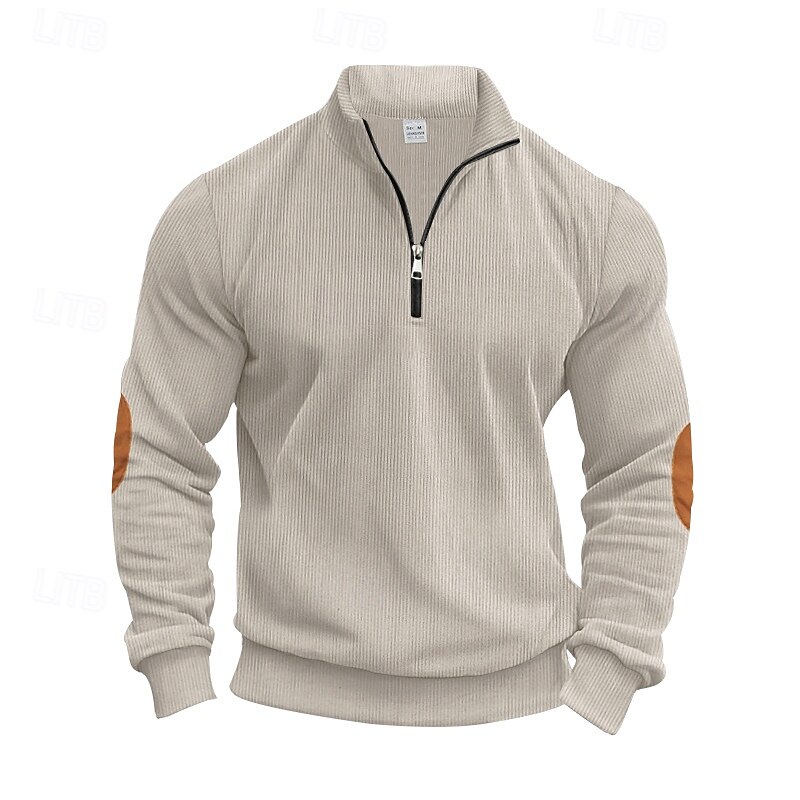 Homme Sweat-shirt Sweat-shirt quart de fermeture éclair Abricot Noir Vert Véronèse bleu marine Gris Demi-zip Bloc de Couleur Patchwork A côtes Texturé Sport & Loisir Quotidien Fête Polyester Velours de 2025 ? $23.99 –P5